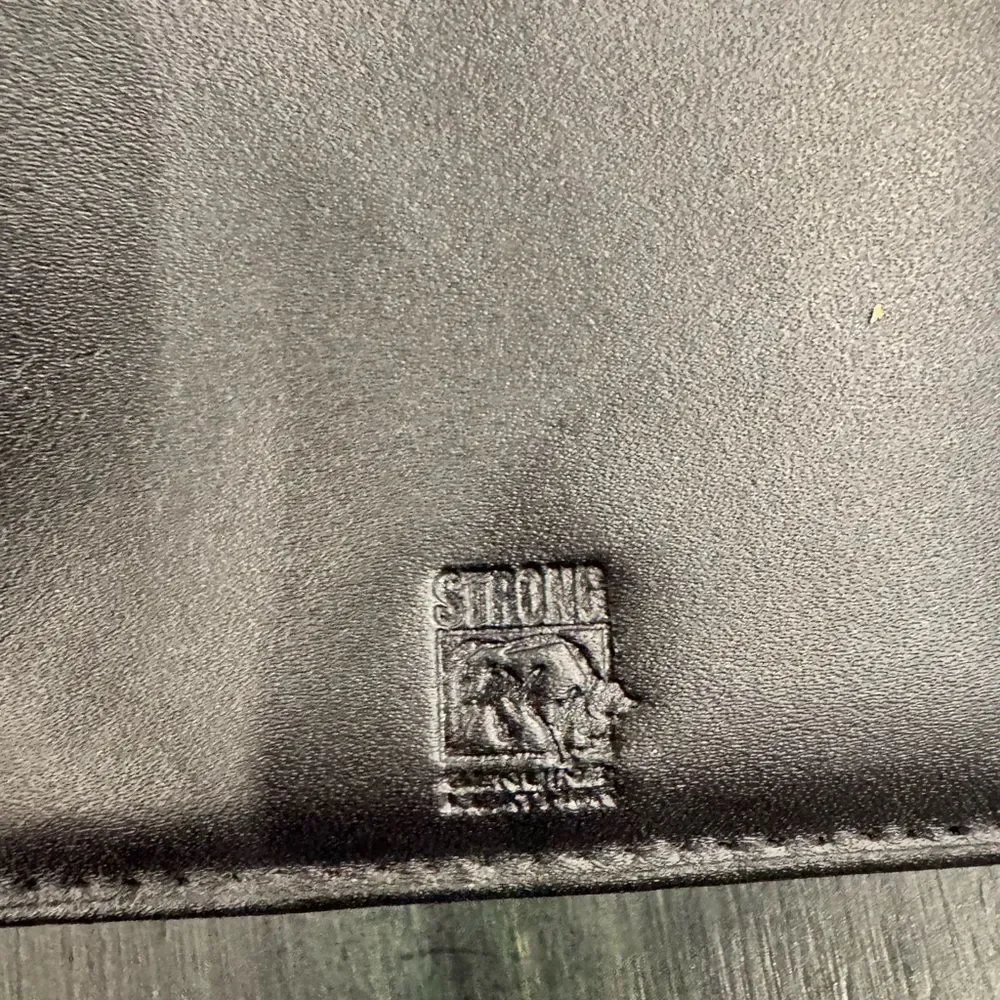 NEW Black Strong Leather Co. Tri-Fold Badge Wallet